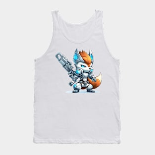 Armored Cute Snow Fox Holding a Riffle Tank Top